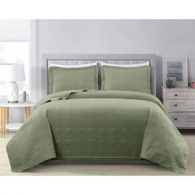 CHEZMOI COLLECTION – Kingston 3-Piece Oversized Bedspread Coverlet Set (Queen, Sage)