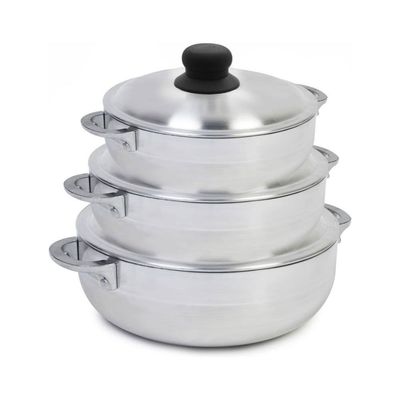 Imusa 3 Piece Polish Aluminum Caldero Set, Silver 1.6, 3.2, 4.6-Quarts 89226