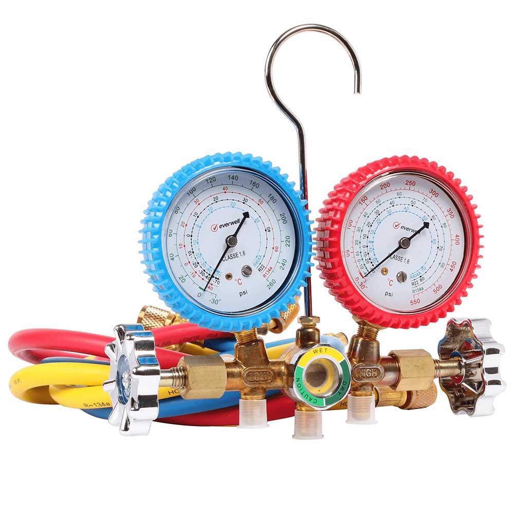 EVERWELL MANIFOLD WITH 36" HOSE R410A/R22/R404 SIGHTGLASS CT-536G-410