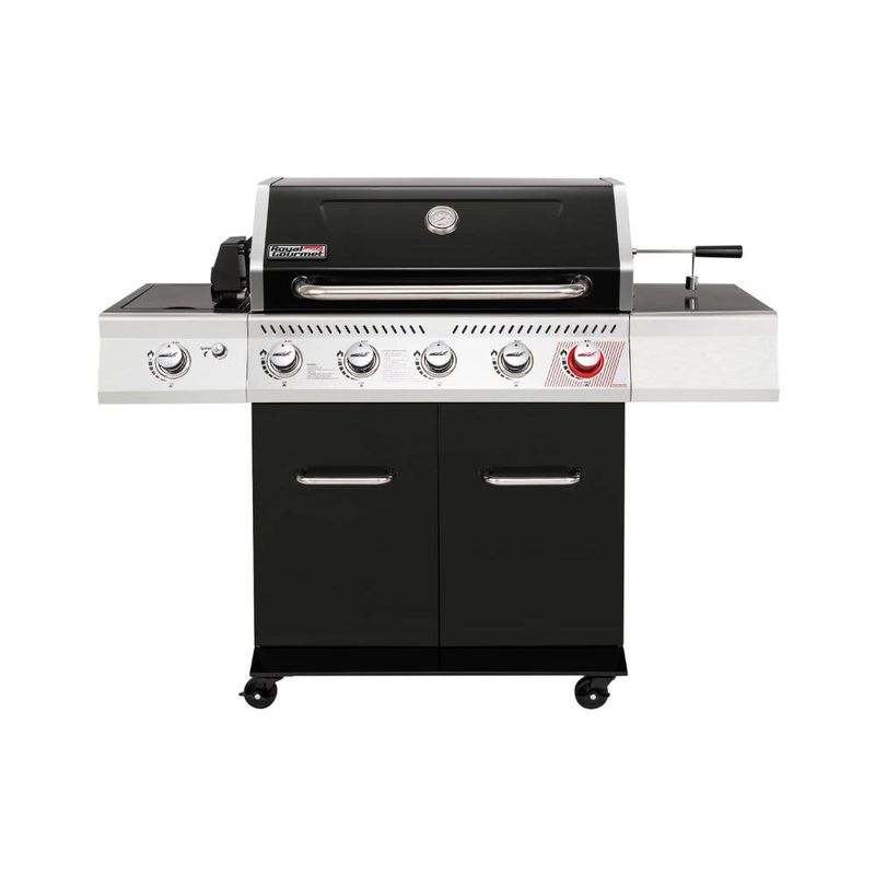ROYAL GOURMET – Deluxe 5-Burner Gas Grill with Rotisserie Kit, Sear Burner, and Side Burner – Black