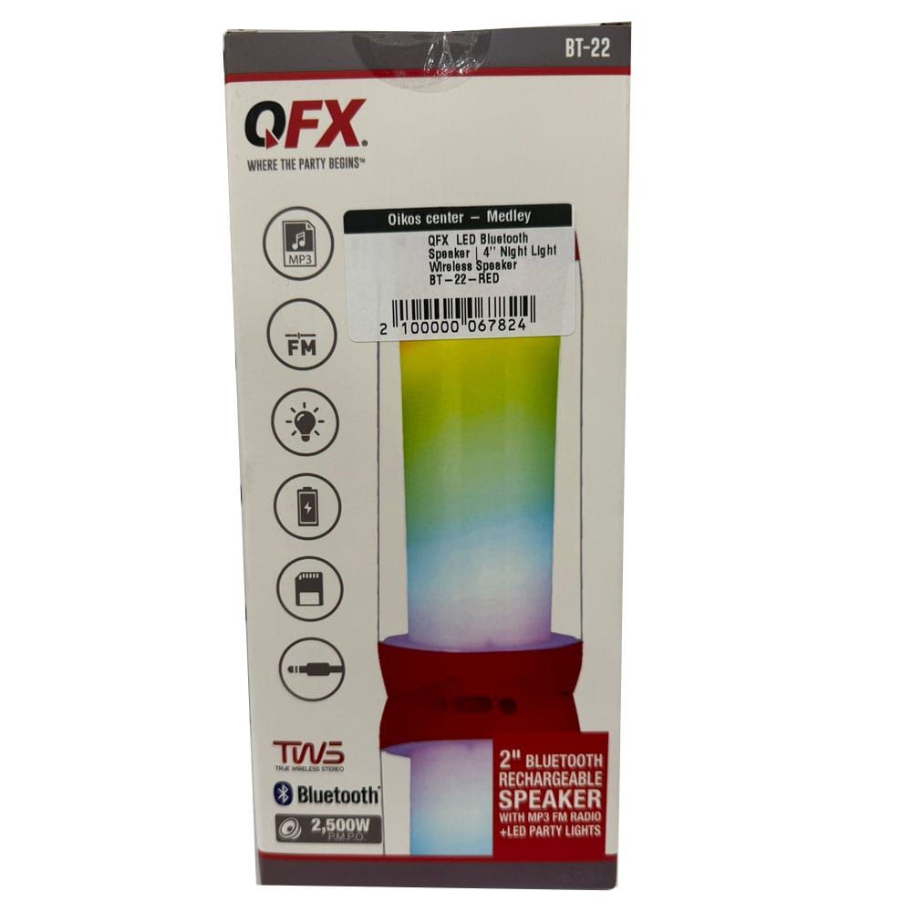 QFX  LED Bluetooth Speaker | 4'' Night Light Wireless Speaker BT-22-RED