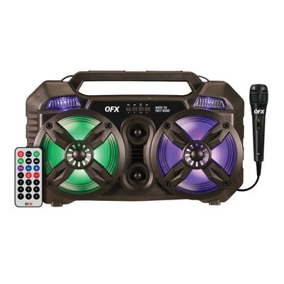 QFX Bluetooth USB/SD Card/FM Radio Boom Box with Microphone and Remote PBX-262