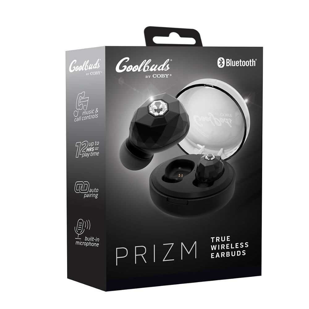 CoolBuds "Prizm" True Wireless Earbuds with Compact Case, Black
