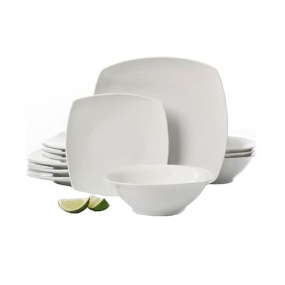 Gibson Blanca Cafe 12-Piece Square Dinnerware Set - White 107762.12 Gibson Blanca Cafe 12-Piece Square Dinnerware Set - White 107762.12