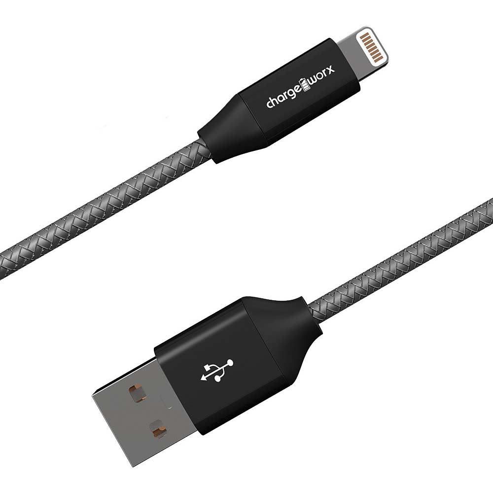 CHARGEWORX – "NYLO" Tuff 6ft Lightning Sync & Charge Cable – Black