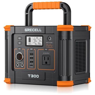 GRECELL T-300 Portable Power Station 300W (Peak 600W), GRECELL 288Wh Solar Generator with 60W USB-C PD Output, 110V GR-SE0004