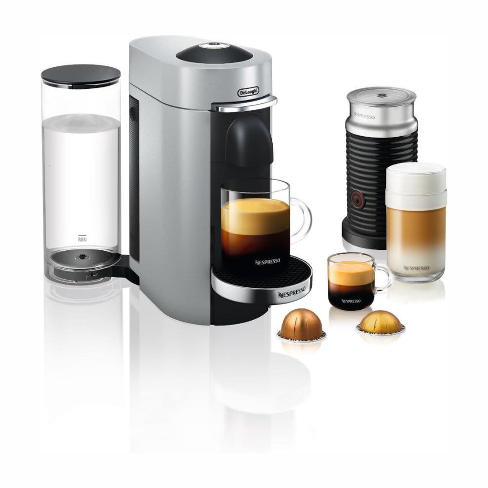 De'Longhi – Nespresso VertuoPlus Coffee & Espresso Maker with Aeroccino – Silver De'Longhi – Nespresso VertuoPlus Coffee & Espresso Maker with Aeroccino – Silver