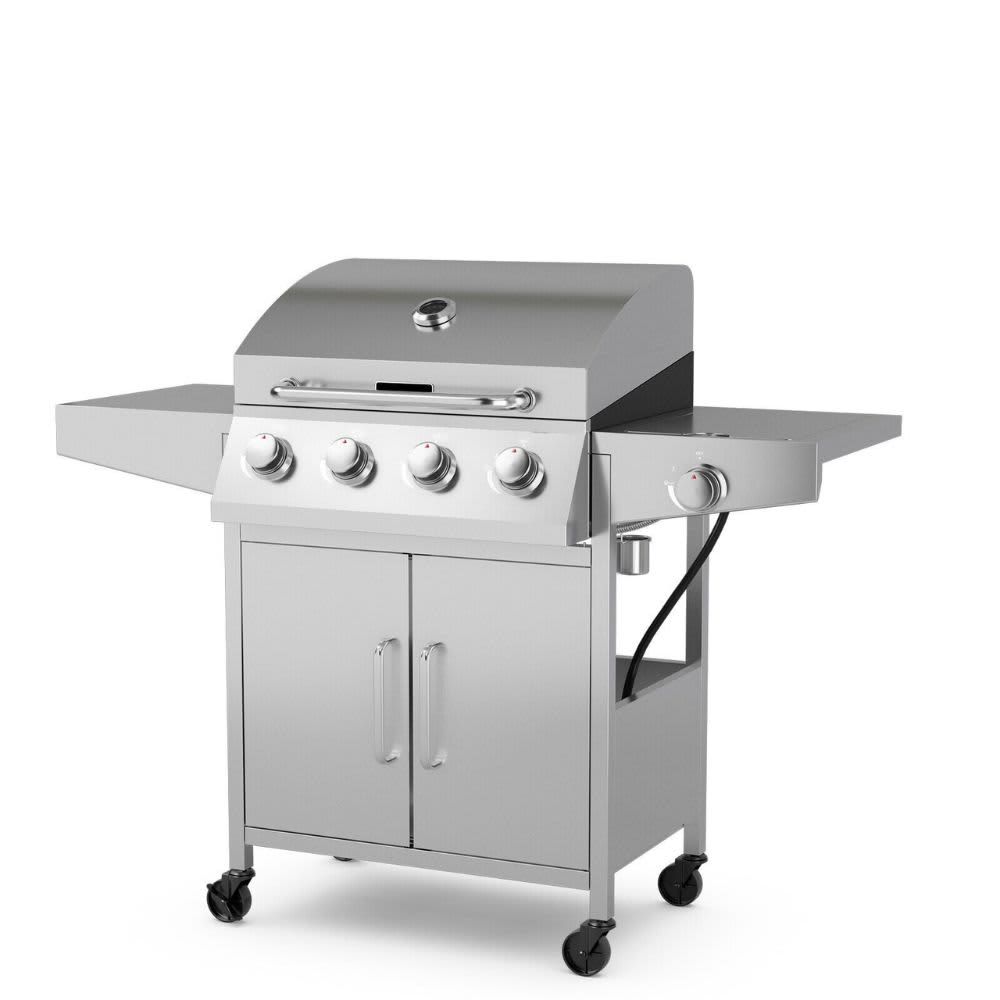 50000BTU 5-Burner Propane Gas Grill with Side Burner and 2 Prep Tables NP10898US-SL