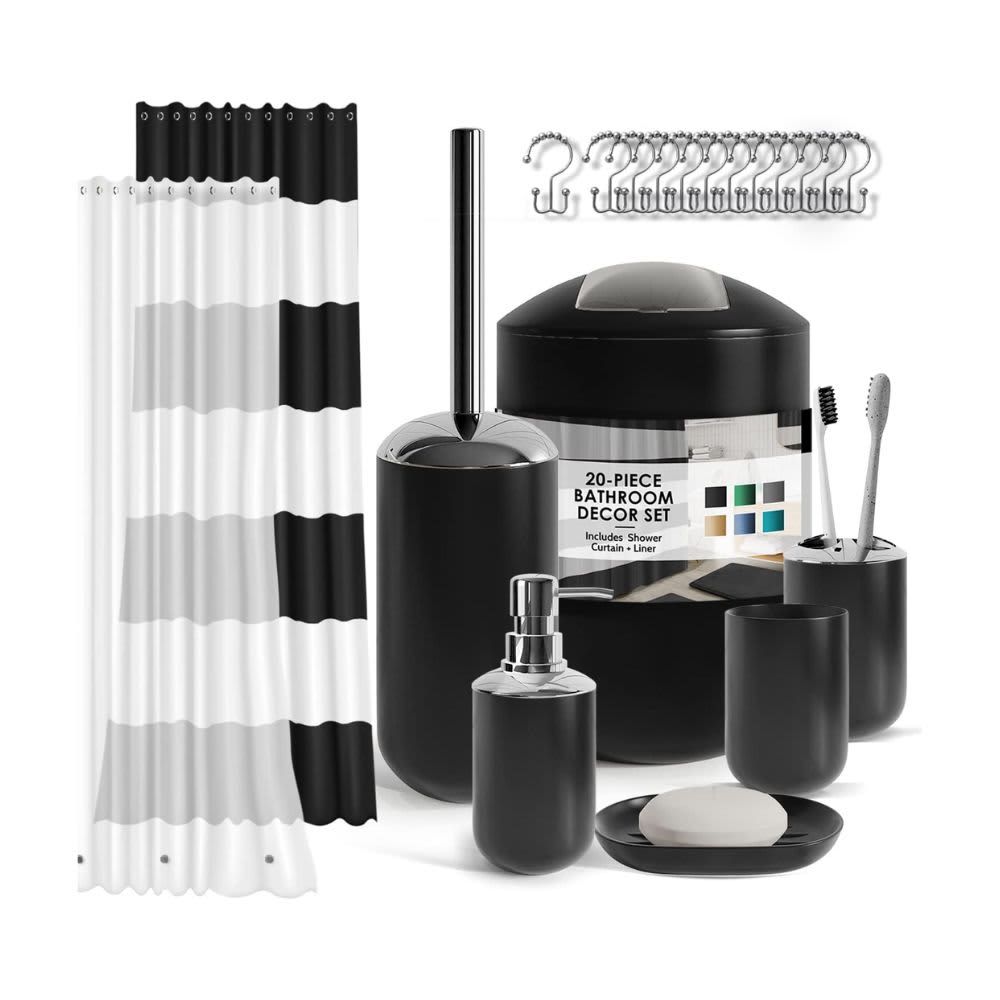 CLARA CLARK – 20 Piece Black Bathroom Accessories Set