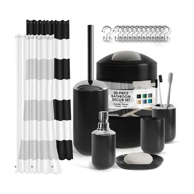 CLARA CLARK – 20 Piece Black Bathroom Accessories Set