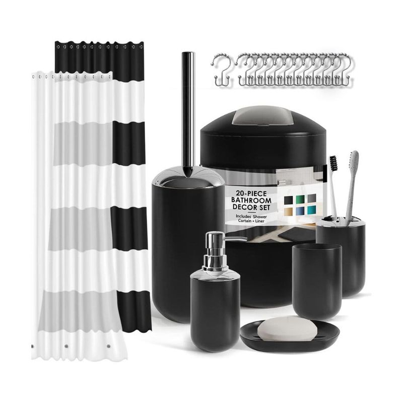 CLARA CLARK – 20 Piece Black Bathroom Accessories Set