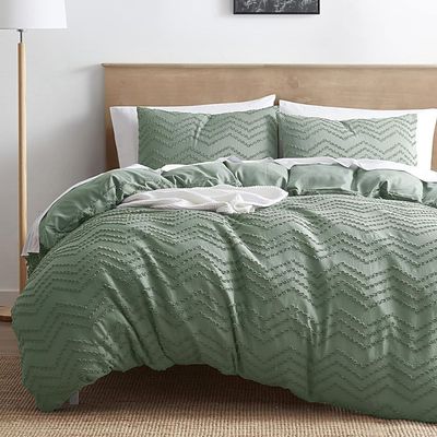 NESTL – Tufted Duvet Cover – Chevron Design – Green