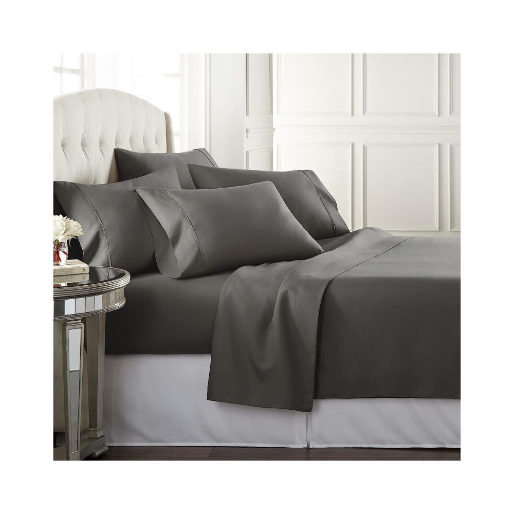 Danjor Linens Queen Sheet Set - 6 Piece Set Including 4 Pillowcases Gray Sheets for Queen B079RT87P9