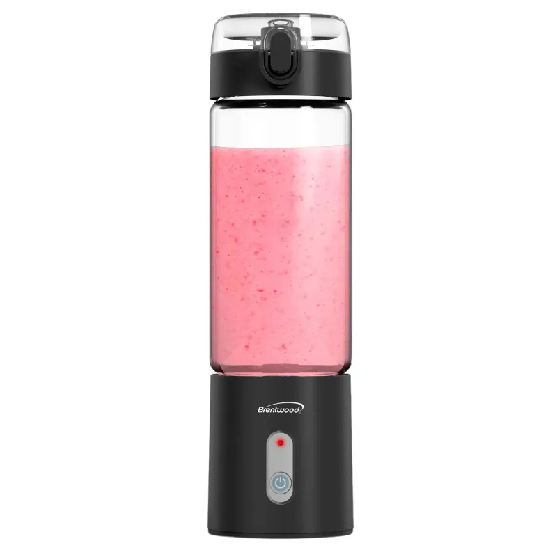 BRENTWOOD – 17 oz Portable USB Rechargeable Glass Blender – Black
