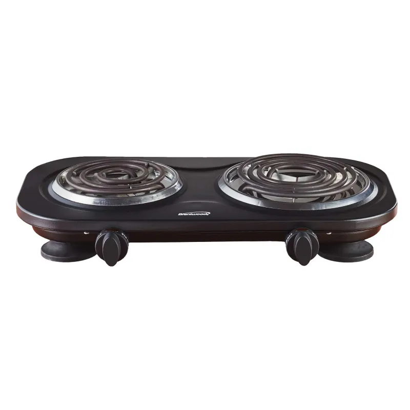 BRENTWOOD – 1,500 W Double Electric Coil Burner – Black