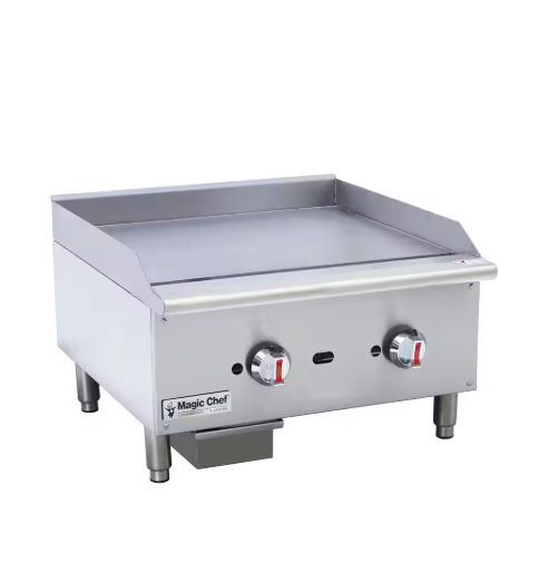 MAGIC CHEF – 24 in Commercial Thermostatic Countertop Gas Griddle – Stainless Steel