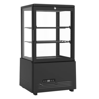 Premium Levella – 2.1 Cu. Ft. 4-Sided Glass Refrigerated Display Case – Black