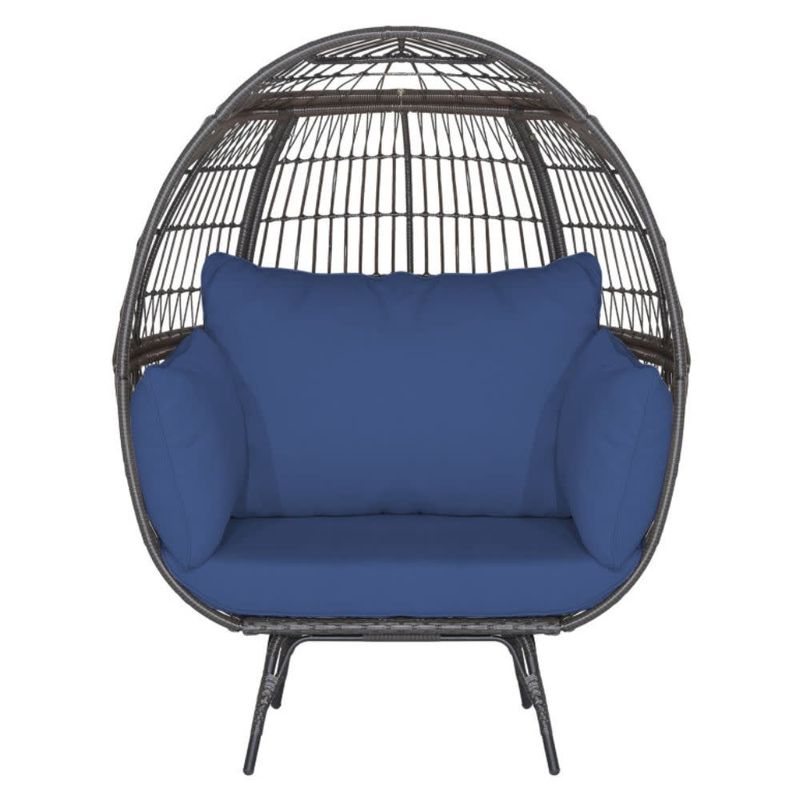 COSTWAY – Oversized Patio Rattan Egg Lounge Chair with 4 Cushions - Navy COSTWAY – Oversized Patio Rattan Egg Lounge Chair with 4 Cushions - Navy