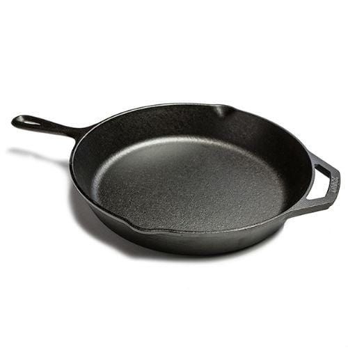 LODGE – 12 9/16″ Round Seasoned Cast Iron Skillet with Handles – Black