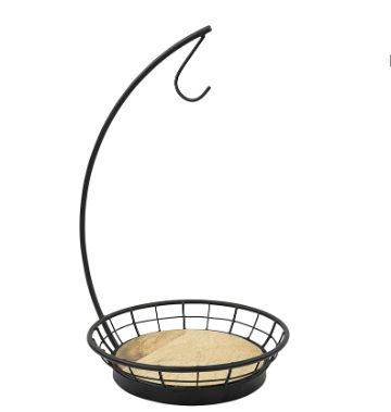 SPECTRUM – Madison Banana Holder for Fresh Fruit Hanging – Black & Wood
