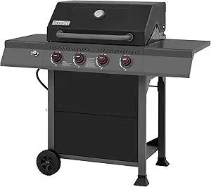 ROYAL GOURMET – 4 Burner Propane Gas Grill with Side Shelves – Dark Gray
