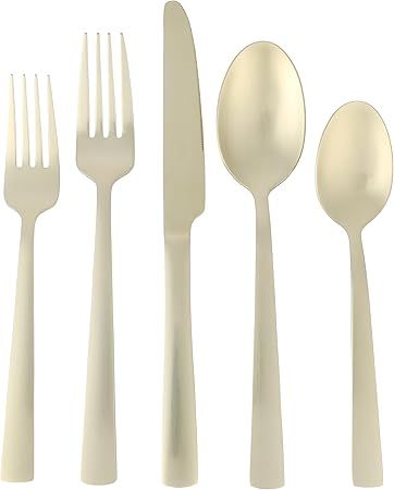 GIBSON ELITE – Earlston 20 Piece Stainless Steel Flatware Set – Champagne Gold