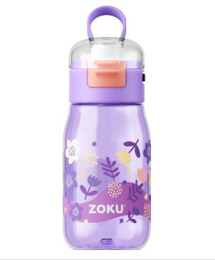ZOKU – Kids Flip Gulp Bottle – Purple Flowers