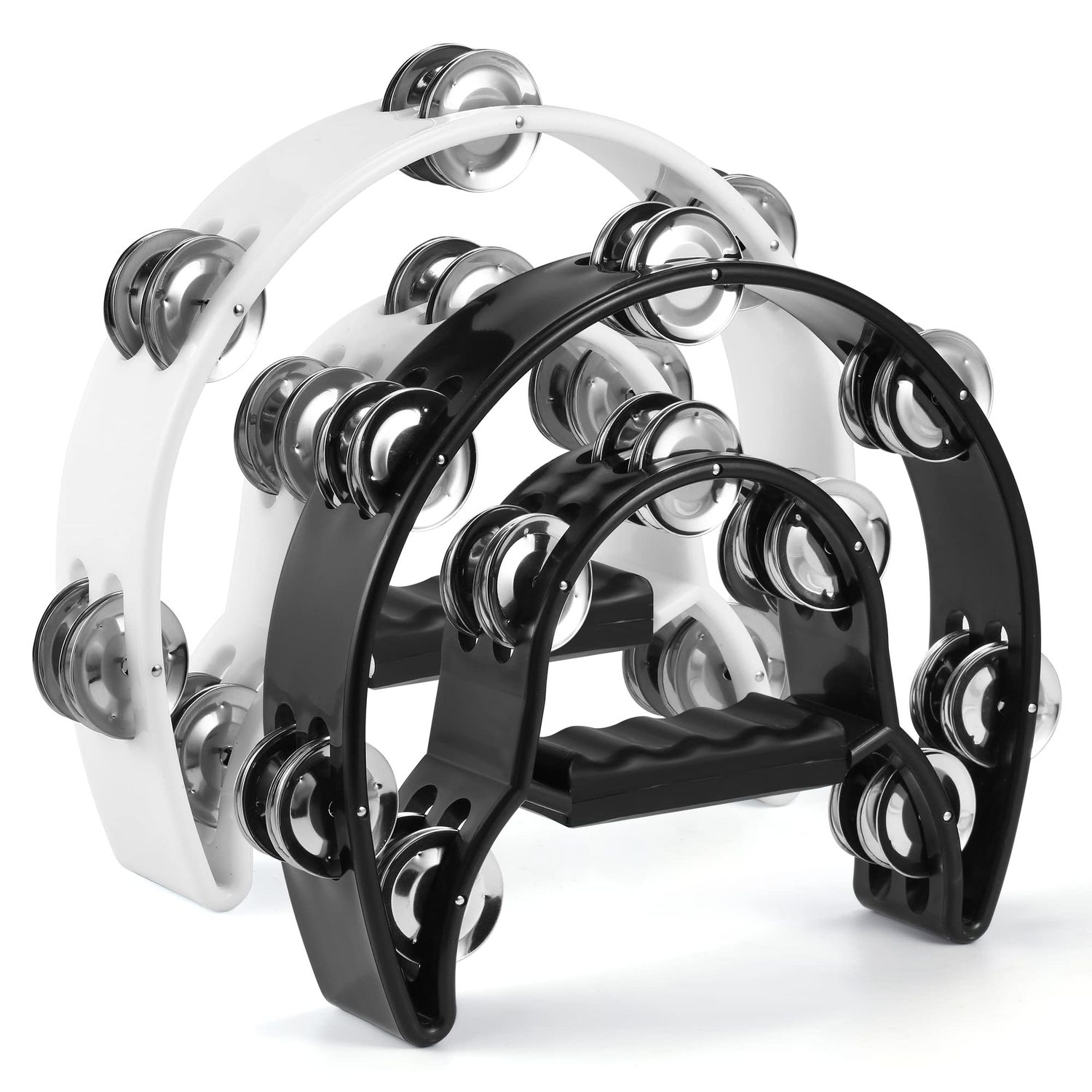 ZEBRA – Hand Held Tambourine with Metal Jingles – White