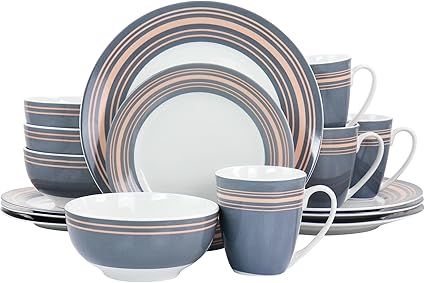 Gibson Home Silver Wind 16 Piece Fine Ceramic Dinnerware Set 130975.1 6
