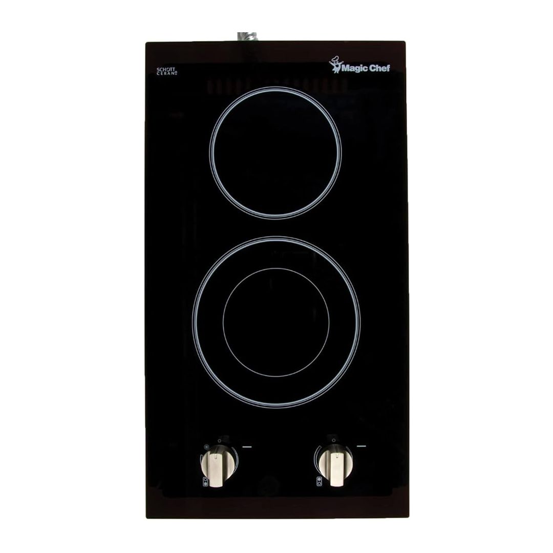 MAGIC CHEF – 12" Radiant Electric Ceramic Glass Cooktop with 2 Burners –Black