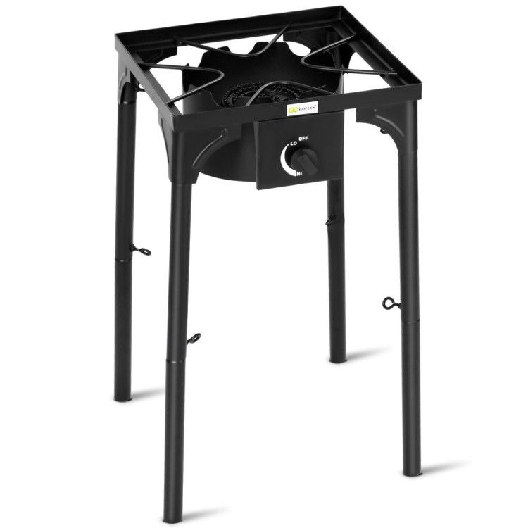 COSTWAY – 100,000-BTU Portable Propane Outdoor Camp Stove with Adjustable Legs – Black