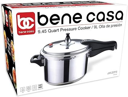 BENE CASA – Aluminum Pressure Cooker 9.45 Quart – Silver BENE CASA – Aluminum Pressure Cooker 9.45 Quart – Silver