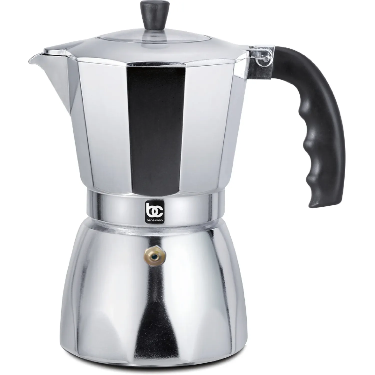 BENE CASA – Aluminum 6-Cup Espresso Maker – Silver