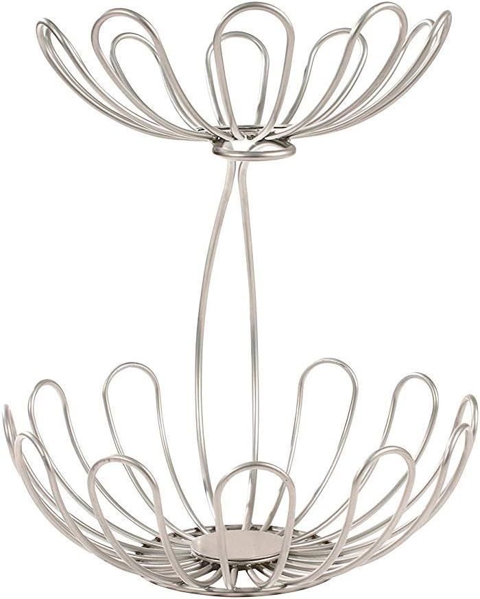 BLOOM – Arched 2‑Tier Fruit Server – Satin Nickel