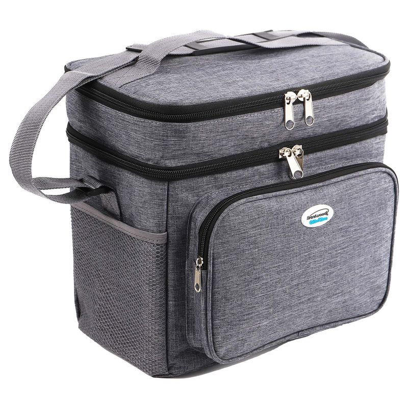 BRENTWOOD – Kool Zone 12-Can Insulated Cooler Bag with Hard Liner – Grey