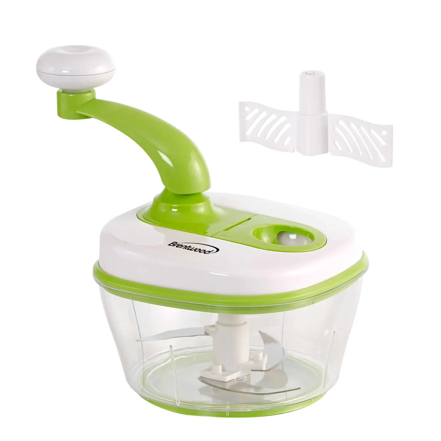 BRENTWOOD – Hand Crank Food Processor 8-Cup with Stainless Steel Blades – Green