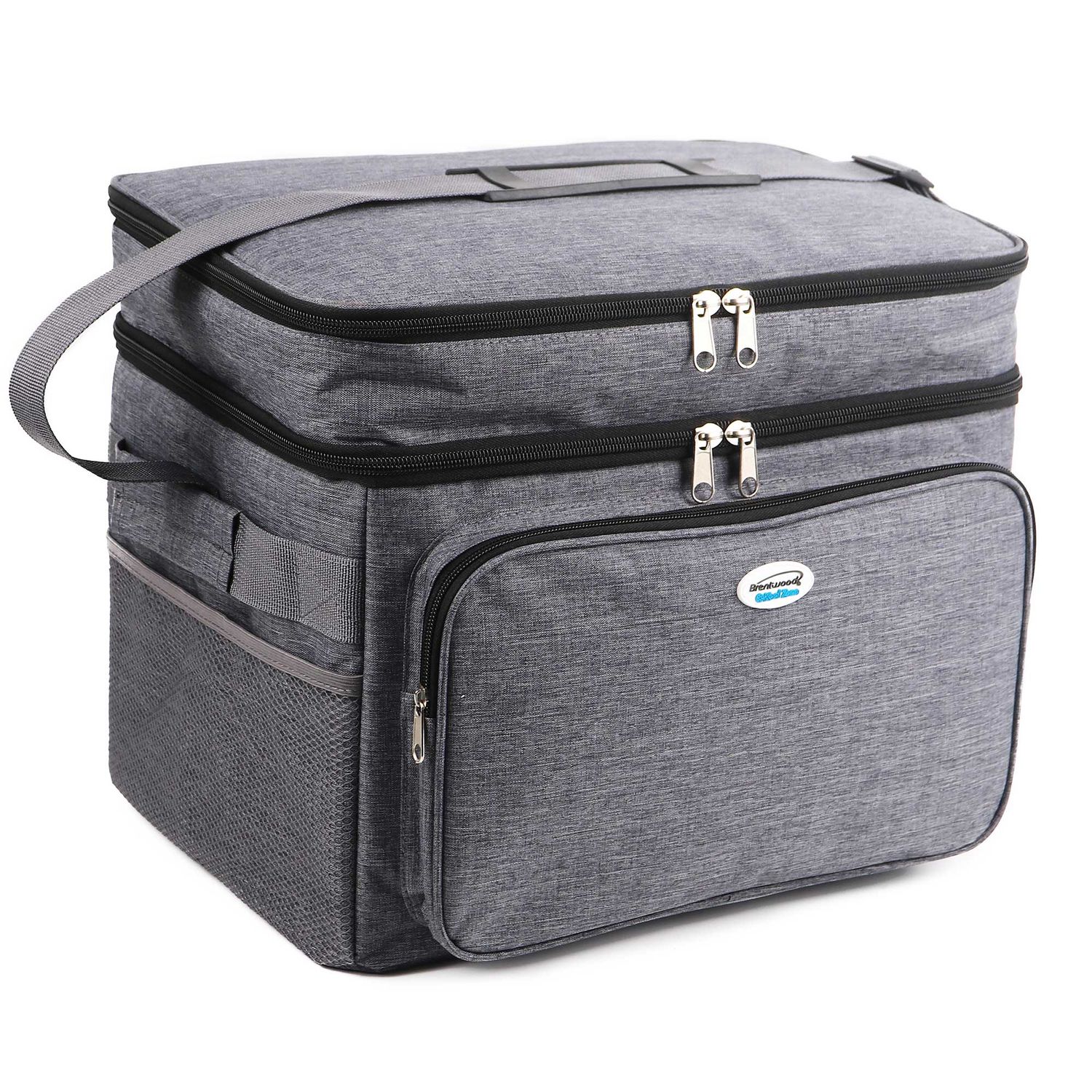 BRENTWOOD – Kool Zone 30-Can Insulated Cooler Bag with Hard Liner – Grey
