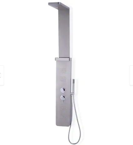 COSTWAY – 57‑Inch Brushed 304 Stainless Steel Shower Panel with Massage Jets & Hand Shower – Silver