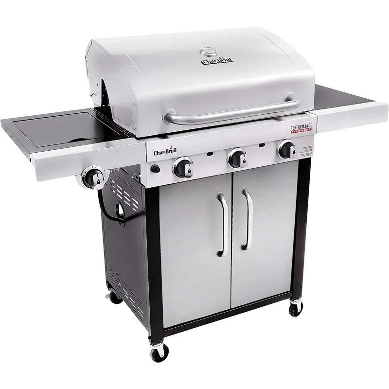 CHAR-BROIL – Signature Series 3 Burner Infrared Propane Gas Grill Cabinet with Side Burner – Black