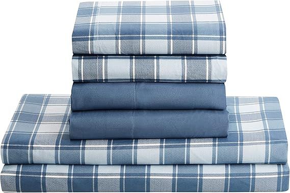 CLARA CLARK – Queen Checker Blue Sheet Set – Blue