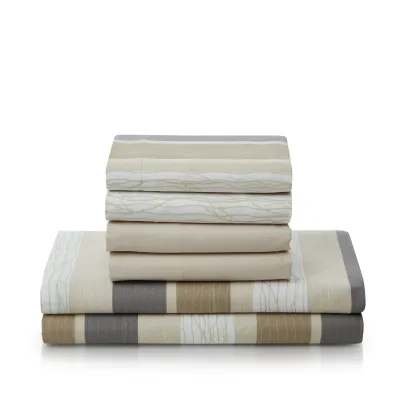 CLARA CLARK – Full Size Multi Stripe Taupe Sheet Set – Full