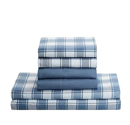 CLARA CLARK – King-size Microfiber Bed Sheet Set – Checker Blue