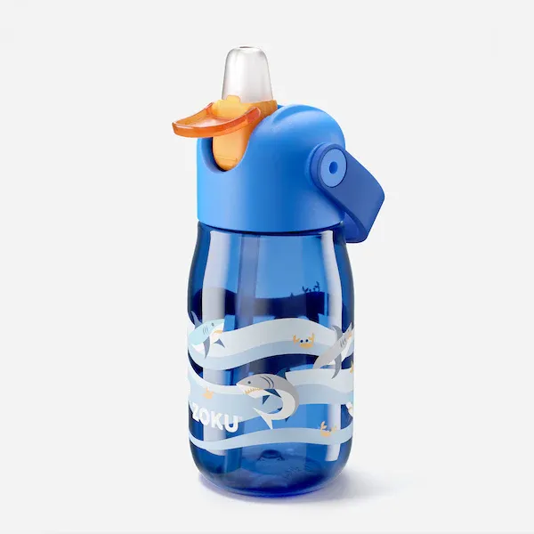 ZOKU – Kids Flip Straw Bottle 14 oz – Blue Shark