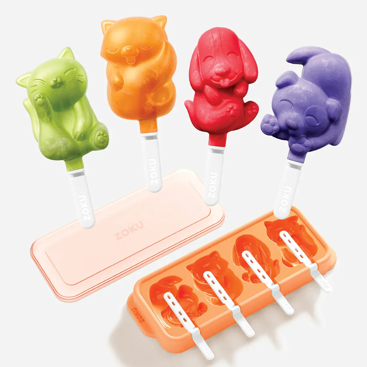 ZOKU – Cats & Dogs Ice Pop Mold – White