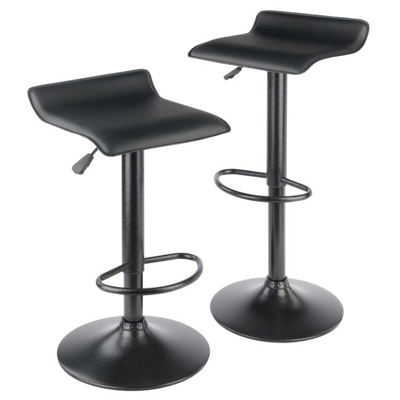 WINSOME WOOD – Set of 2 Obsidian Adjustable Backless Swivel Air Lift Stool – Black