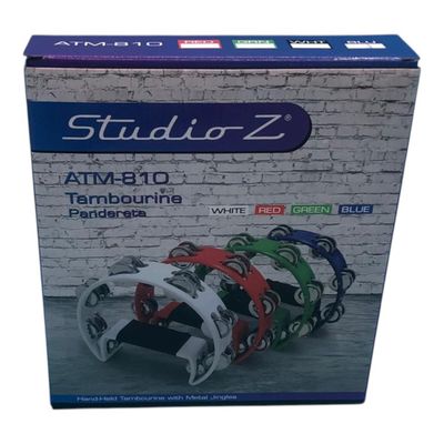 ZEBRA – 10″ Hand‑Held Tambourine with Metal Jingles – White