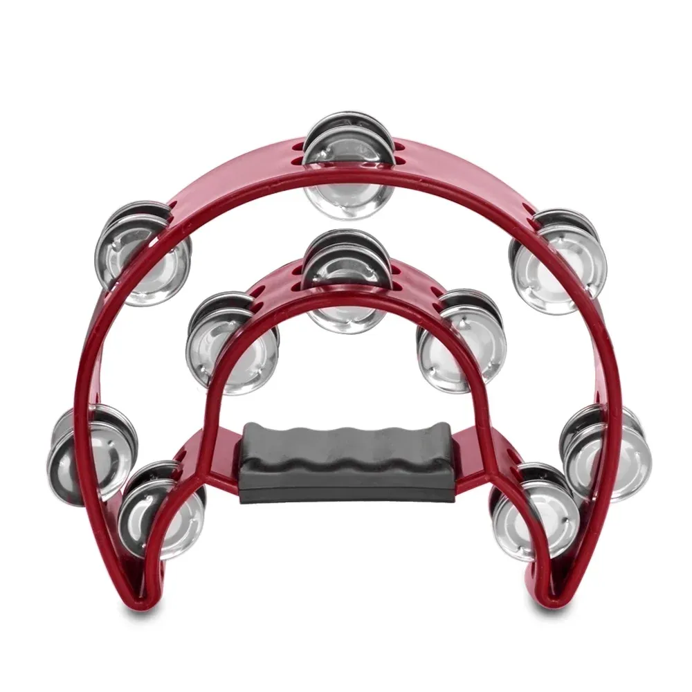 ZEBRA – 8" Dual-Row Hand-Held Tambourine with Metal Jingles – Red
