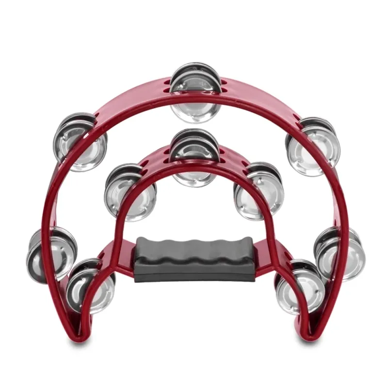 ZEBRA – 8" Dual-Row Hand-Held Tambourine with Metal Jingles – Red