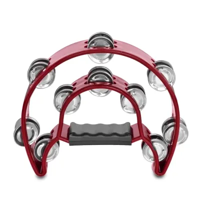 ZEBRA – 8" Dual-Row Hand-Held Tambourine with Metal Jingles – Red