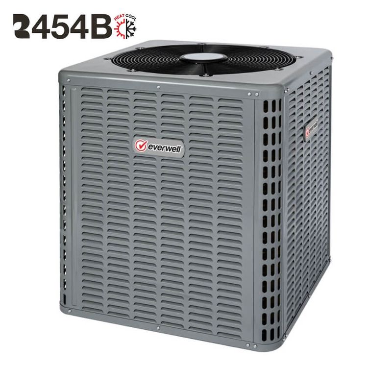 EVERWELL – A/C Condensing Unit Top-Discharge 60000 BTU 220V Cooling Only R454B 15 SEER2 – Gray
